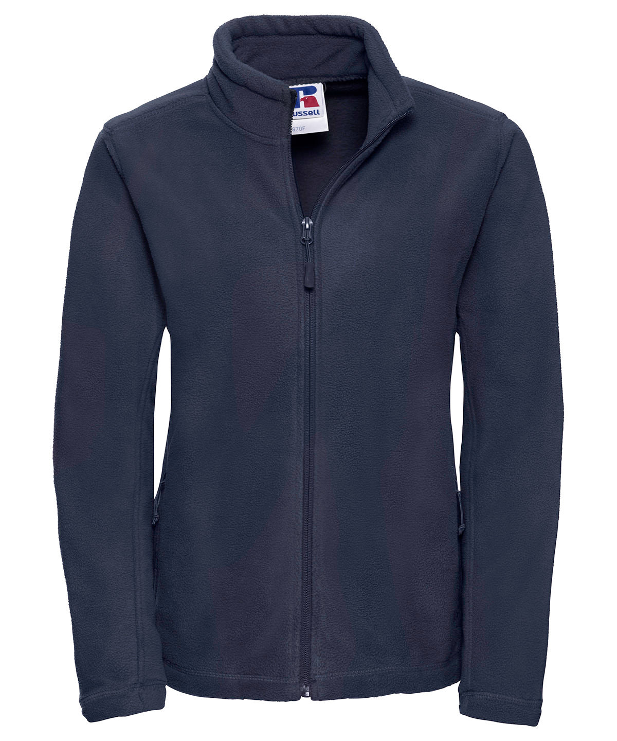 Tryck din logga på Fleece från Russell Europe - Anpassa Fleece med dragkedja för damer för utomhusbruk i färgen Marinblå för företag, föreningar och privatpersoner