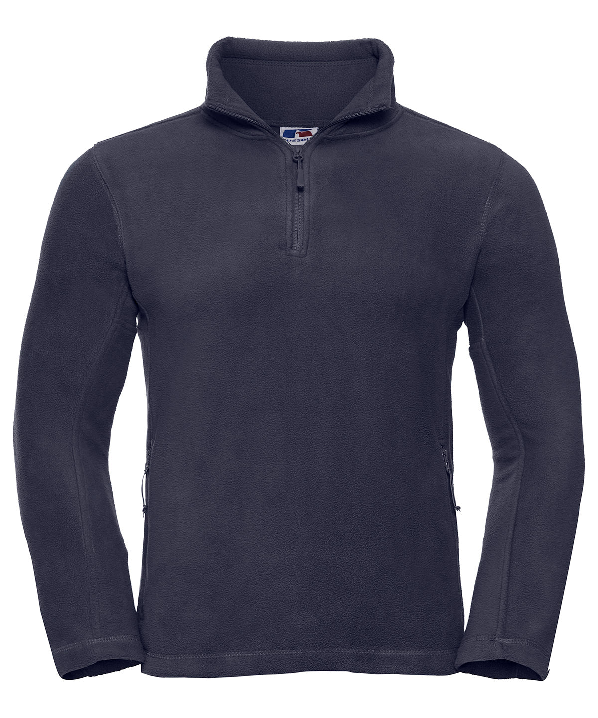 Tryck din logga på Fleece från Russell Europe - Anpassa Zip fleece för utomhusbruk i färgen Marinblå för företag, föreningar och privatpersoner