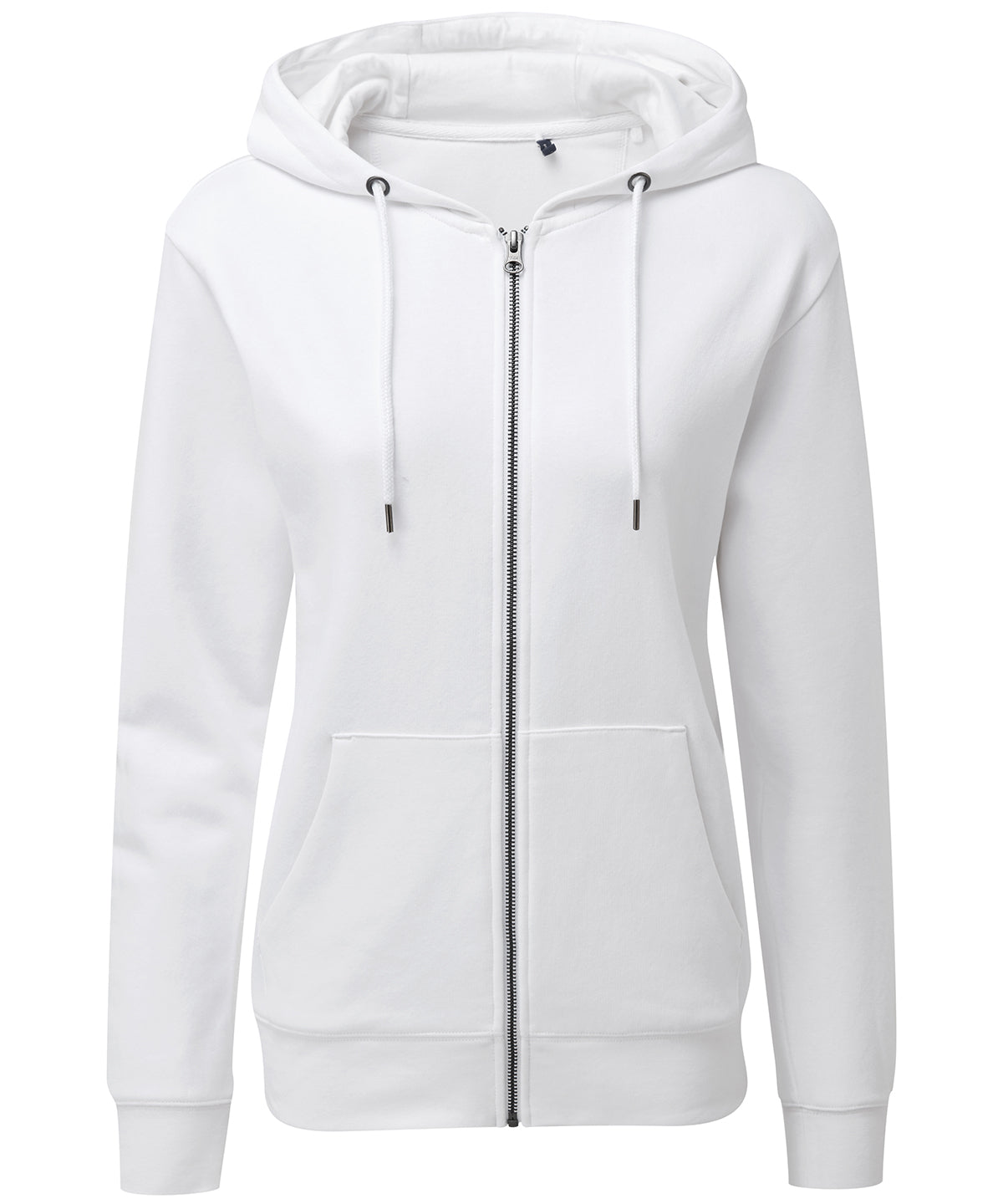 Tryck din logga på Hoodies från Asquith & Fox - Anpassa Asquith & Fox - Ekologisk Zip Hoodie för Dam i färgen Vit för företag, föreningar och privatpersoner