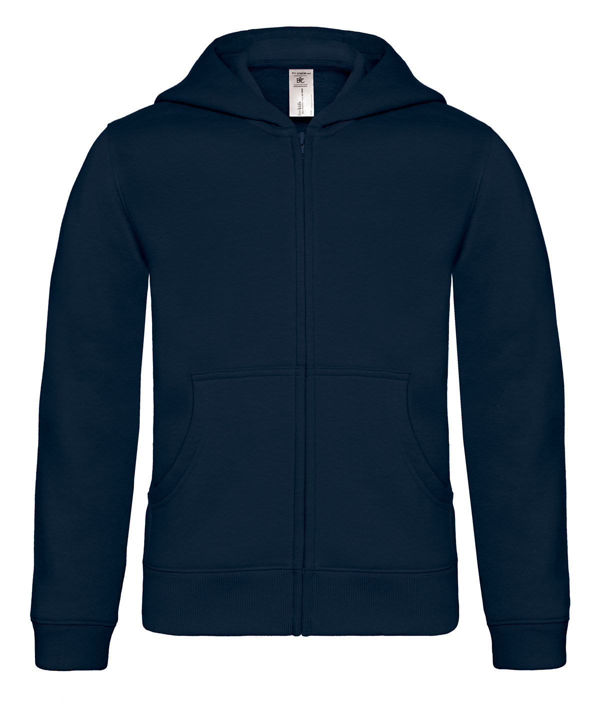 Tryck din logga på Hoodies från B&C Collection - Anpassa B&C Collection - Zip Hoodie för Barn i färgen Marinblå för företag, föreningar och privatpersoner