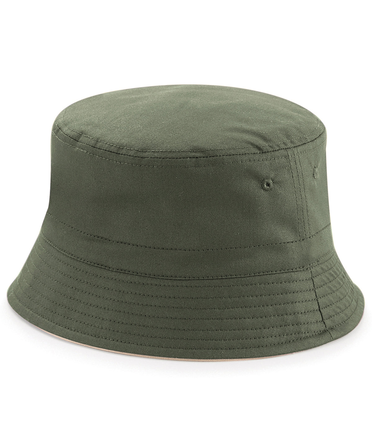Tryck din logga på Hattar från Beechfield - Anpassa Vändbar bucket hat i färgen Oliv för företag, föreningar och privatpersoner