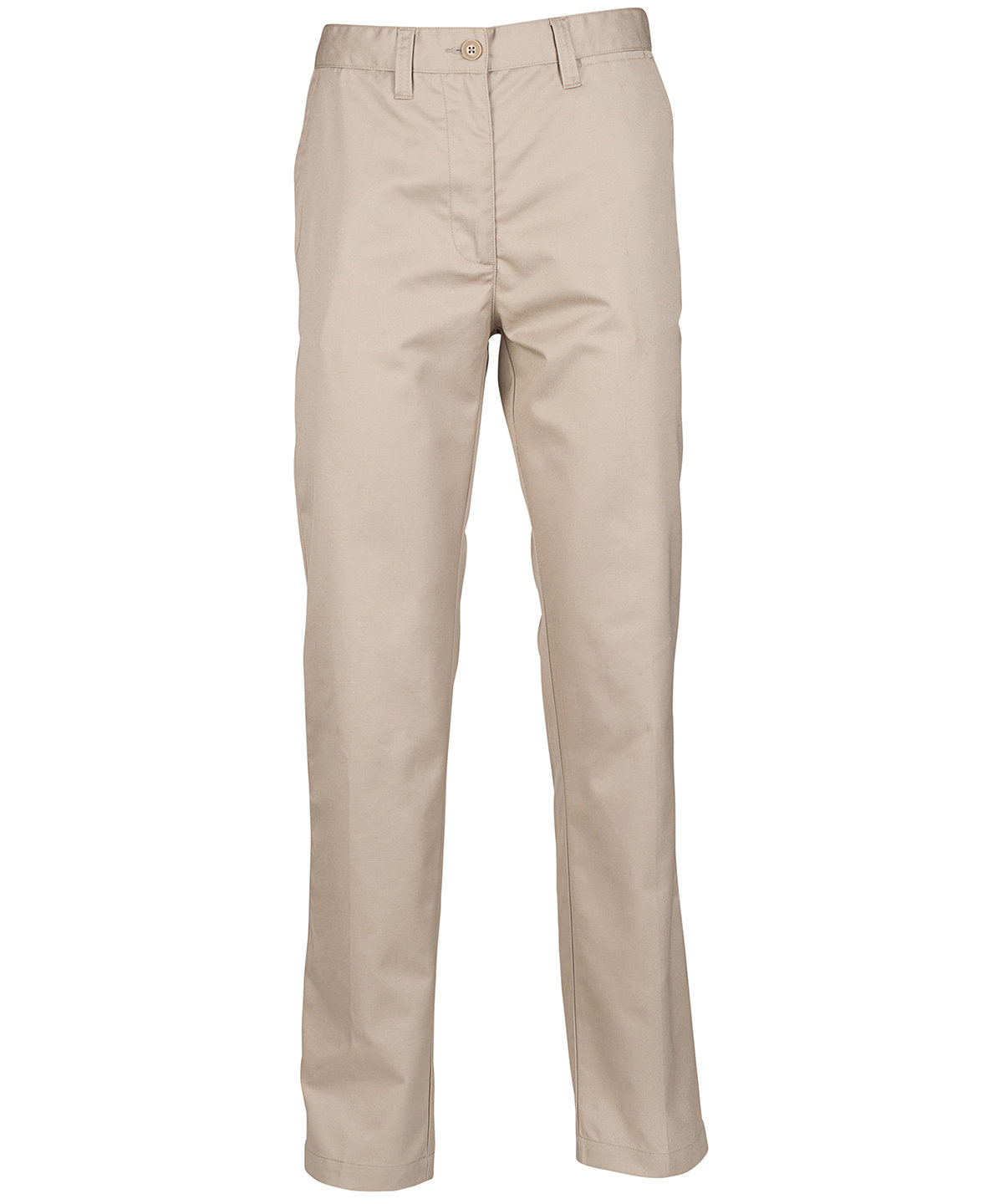 Tryck din logga på Chinos från Henbury - Anpassa Chinobyxa 65/35 med platt front för dam i färgen Naturligt för företag, föreningar och privatpersoner