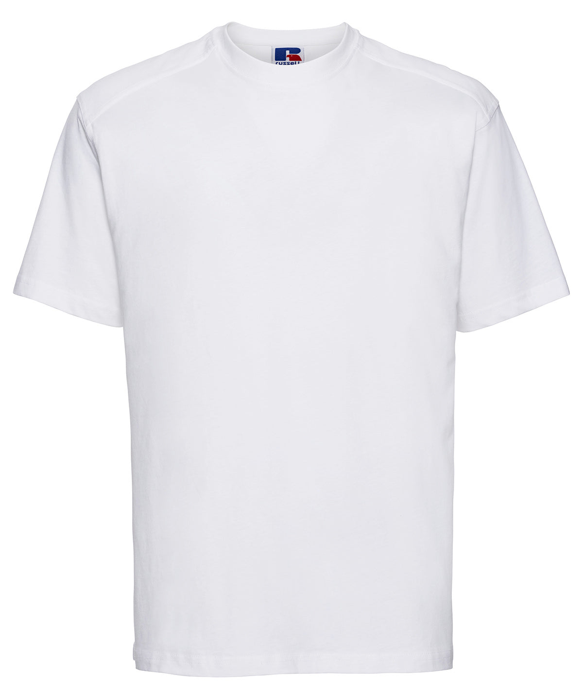 Tryck din logga på T-shirts från Russell Europe - Anpassa Workwear T-Shirt - Herr i färgen Vit för företag, föreningar och privatpersoner