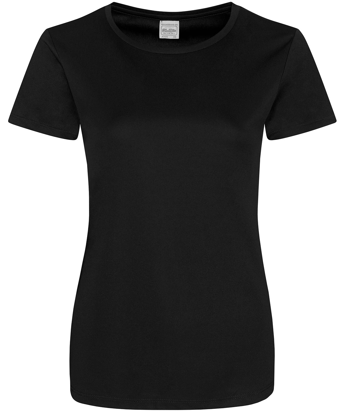 Tryck din logga på T-shirts från AWDis Just Cool - Anpassa Women's Cool Smooth T-Shirt i färgen Svart för företag, föreningar och privatpersoner