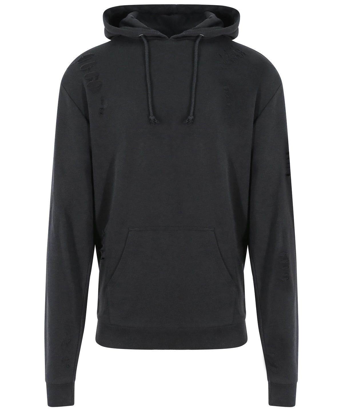 Tryck din logga på Hoodies från AWDis Just Hoods - Anpassa AWDis Just Hoods - Distressed Hoodie i färgen Svart för företag, föreningar och privatpersoner