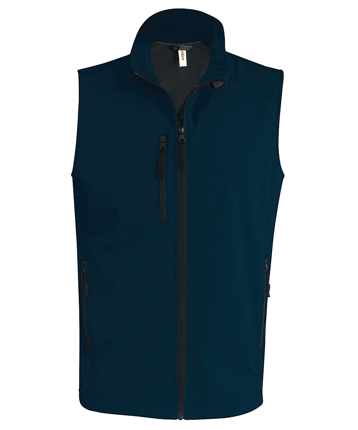 Tryck din logga på Termovästar från Kariban - Anpassa Bodywarmer i softshell i färgen Marinblå för företag, föreningar och privatpersoner