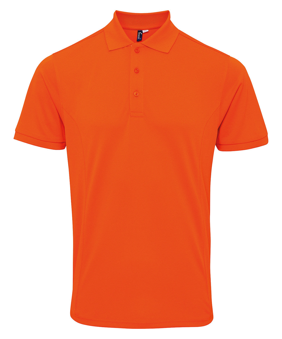 Tryck din logga på Piké från Premier - Anpassa Coolchecker Plus Polo - Herr i färgen Mellan Orange för företag, föreningar och privatpersoner
