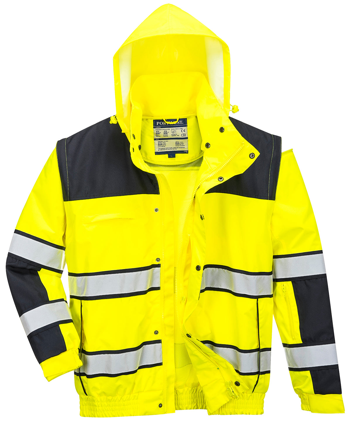 Tryck din logga på Jackor från Portwest - Anpassa Hi-vis klassisk bomberjacka i färgen Ljusgul för företag, föreningar och privatpersoner