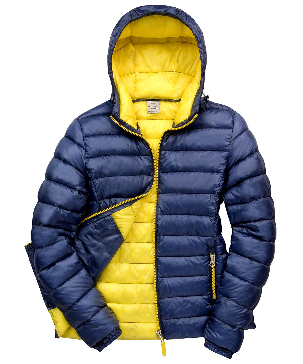Tryck din logga på Jackor från Result Urban Outdoor - Anpassa Dam Urban Snow Bird jacka med huva i färgen Marinblå för företag, föreningar och privatpersoner