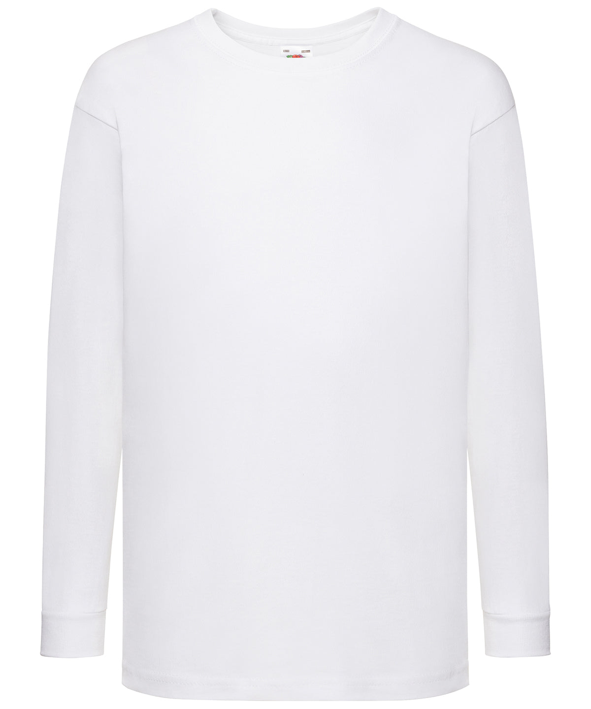 Tryck din logga på T-shirts från Fruit of the Loom - Anpassa Kids Valueweight långärmad T-shirt i färgen Vit för företag, föreningar och privatpersoner