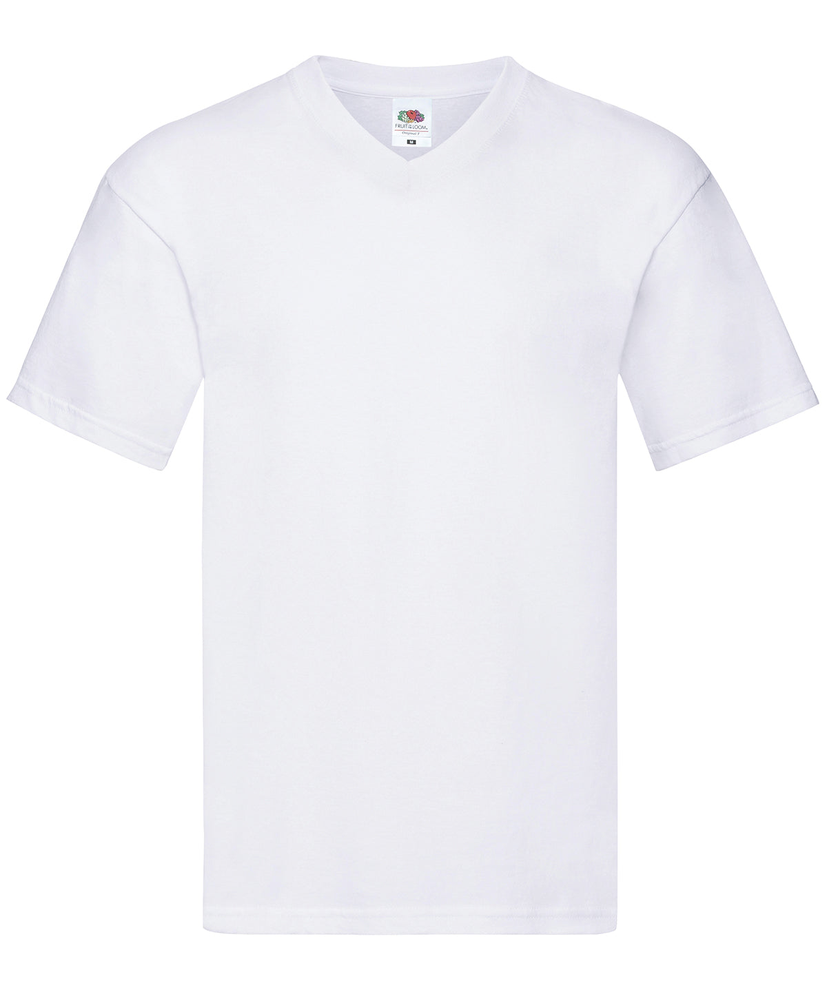 Tryck din logga på T-shirts från Fruit of the Loom - Anpassa Original V-ringad T-shirt –Herr i färgen Vit för företag, föreningar och privatpersoner
