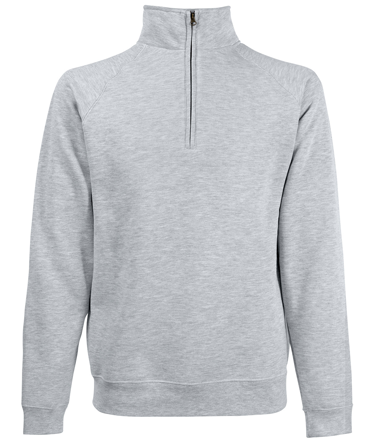Tryck din logga på Sweatshirts från Fruit of the Loom - Anpassa Fruit Of The Loom - Klassisk 80/20 Sweatshirt med Hals och Dragkedja i färgen Ljunggrå för företag, föreningar och privatpersoner