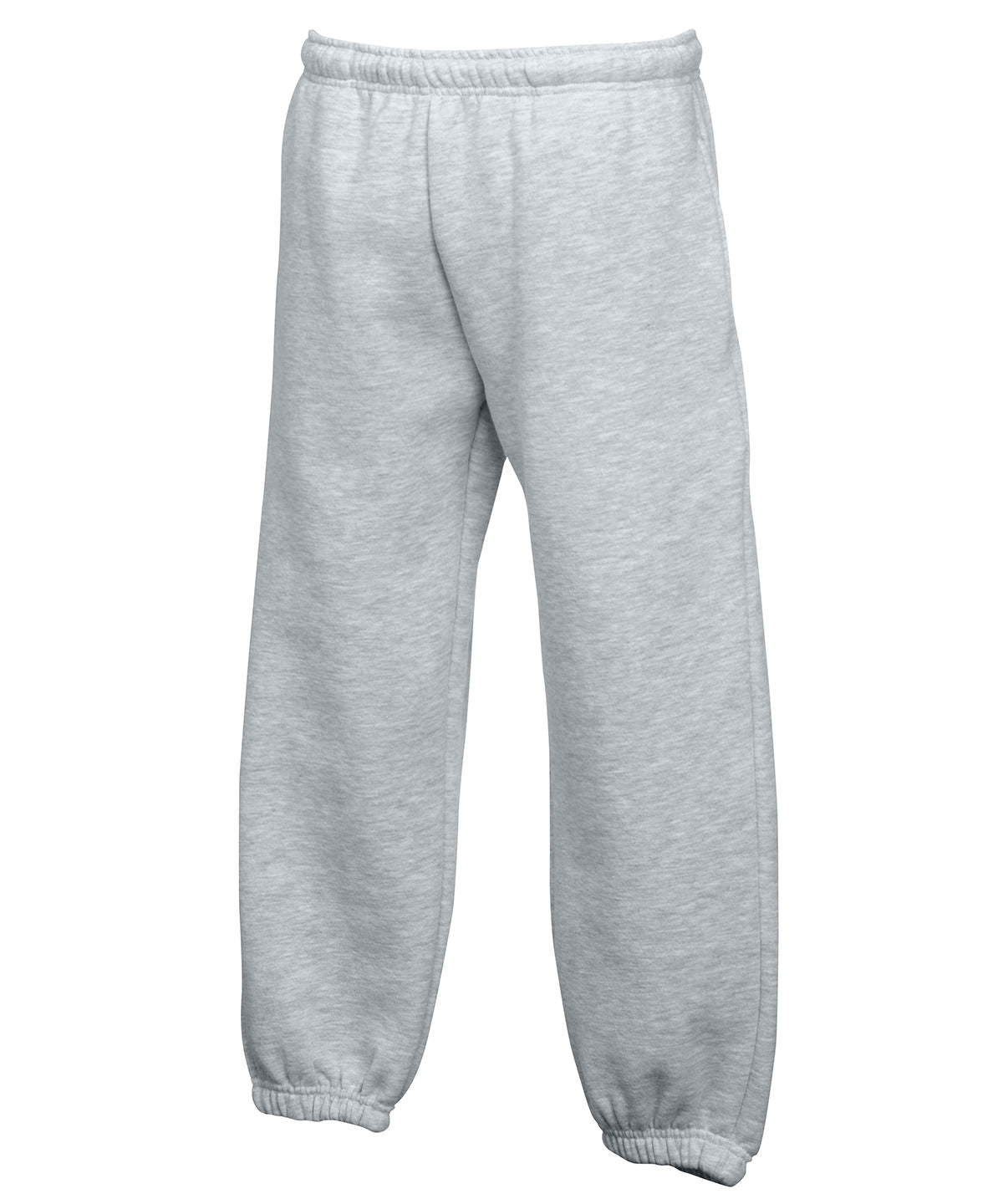 Tryck din logga på Mjukisbyxor från Fruit of the Loom - Anpassa Premium joggingbyxor med resår i ärmslut för barn i färgen Ljunggrå för företag, föreningar och privatpersoner