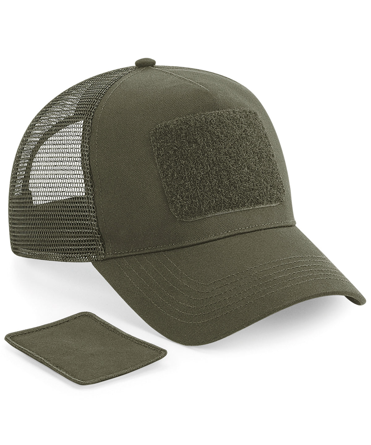 Tryck din logga på Kepsar från Beechfield - Anpassa Trucker med snapback och lapp i färgen Mörkgrön One Size för företag, föreningar och privatpersoner
