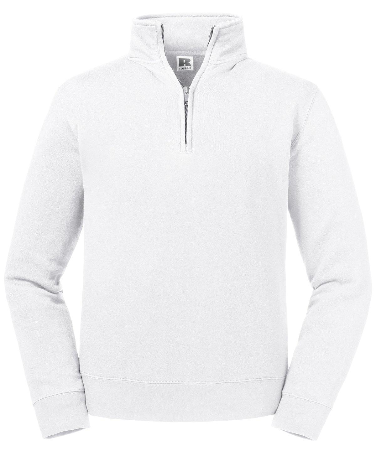 Tryck din logga på Sweatshirts från Russell Europe - Anpassa Russell Europe - Sweatshirt med Autentisk Dragkedja i färgen Vit för företag, föreningar och privatpersoner