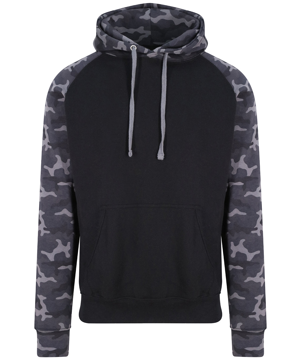 Tryck din logga på Hoodies från AWDis Just Hoods - Anpassa AWDis Just Hoods - Basebolltröja med Hoodie i färgen Kamouflage för företag, föreningar och privatpersoner
