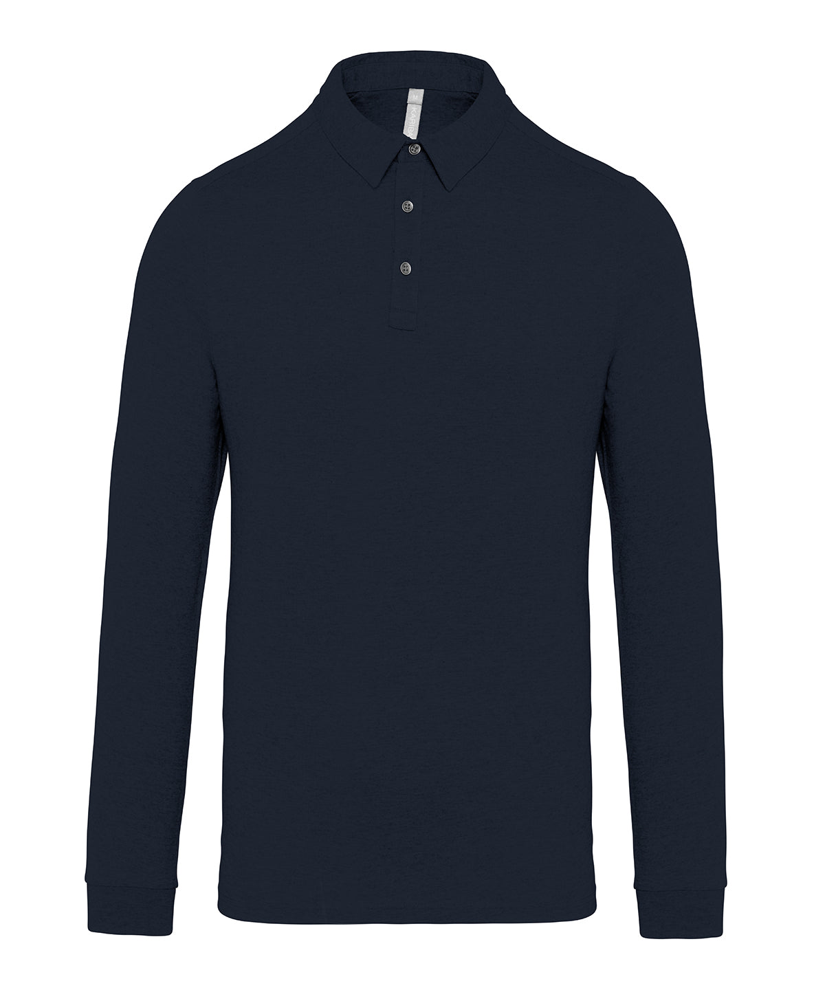 Tryck din logga på Piké från Kariban - Anpassa Long Sleeve Jersey Polo i färgen Marinblå för företag, föreningar och privatpersoner