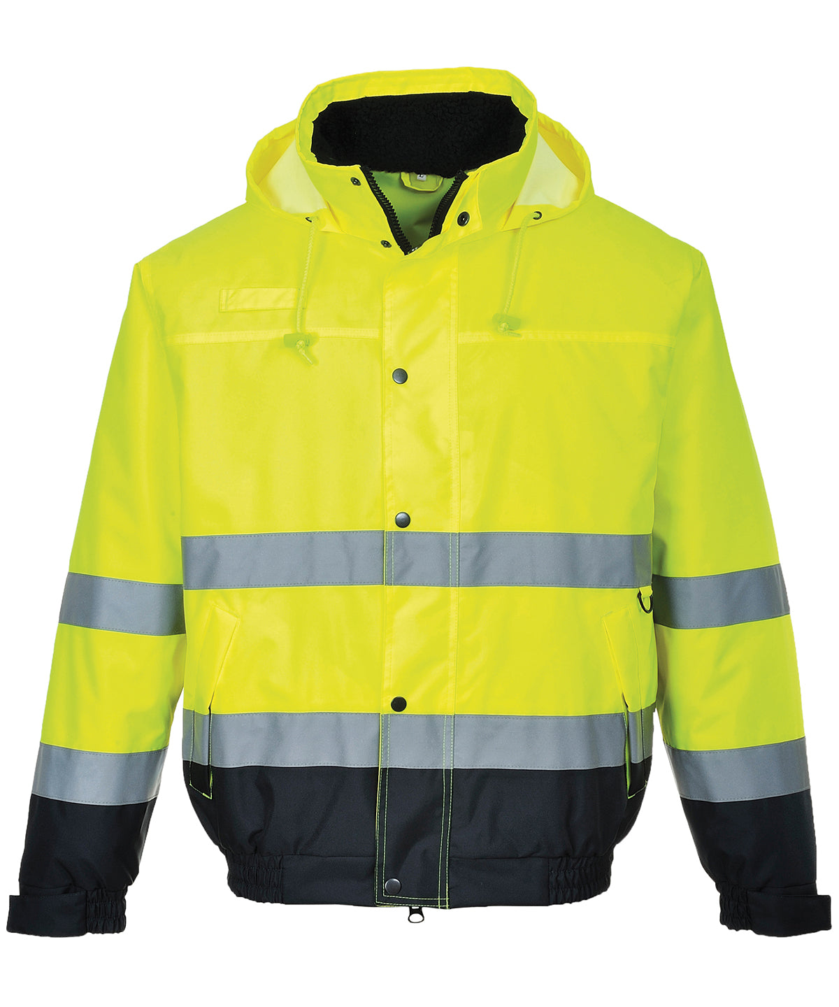 Tryck din logga på Jackor från Portwest - Anpassa Bomberjacka i Hi-vis i färgen Neon gul för företag, föreningar och privatpersoner