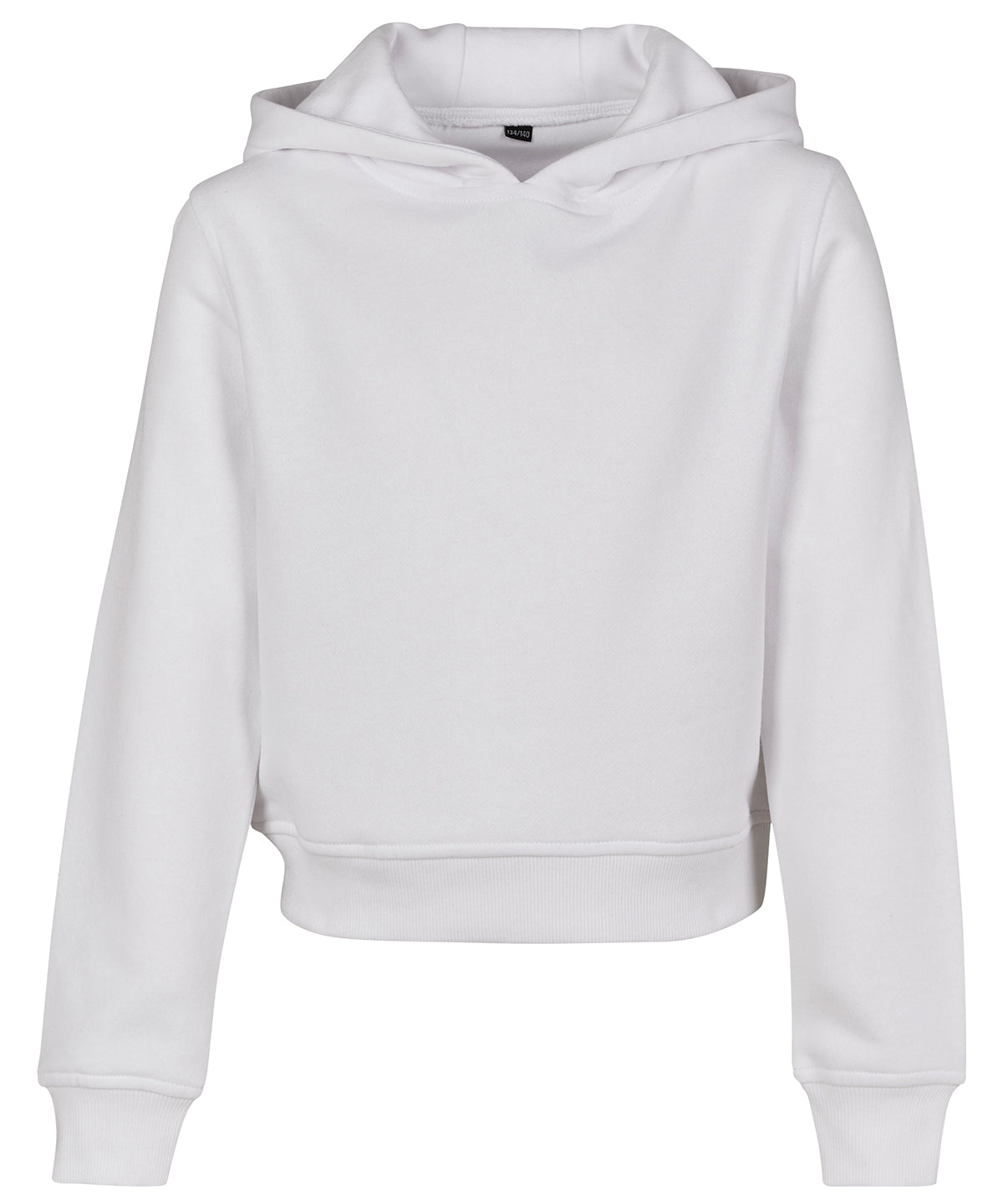 Tryck din logga på Hoodies från Build Your Brand - Anpassa Build Your Brand - Cropped Sweatshirt Hoodie för Flickor i färgen Vit för företag, föreningar och privatpersoner