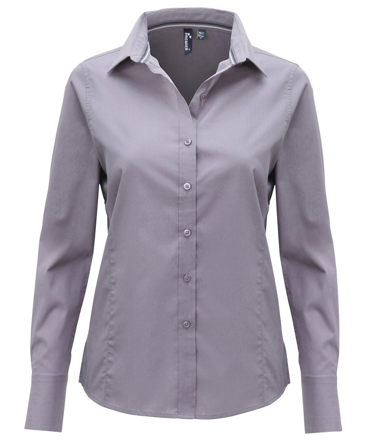 Tryck din logga på Skjortor från Premier - Anpassa Långärmad figursydd "Friday bar shirt" för damer i färgen för företag, föreningar och privatpersoner