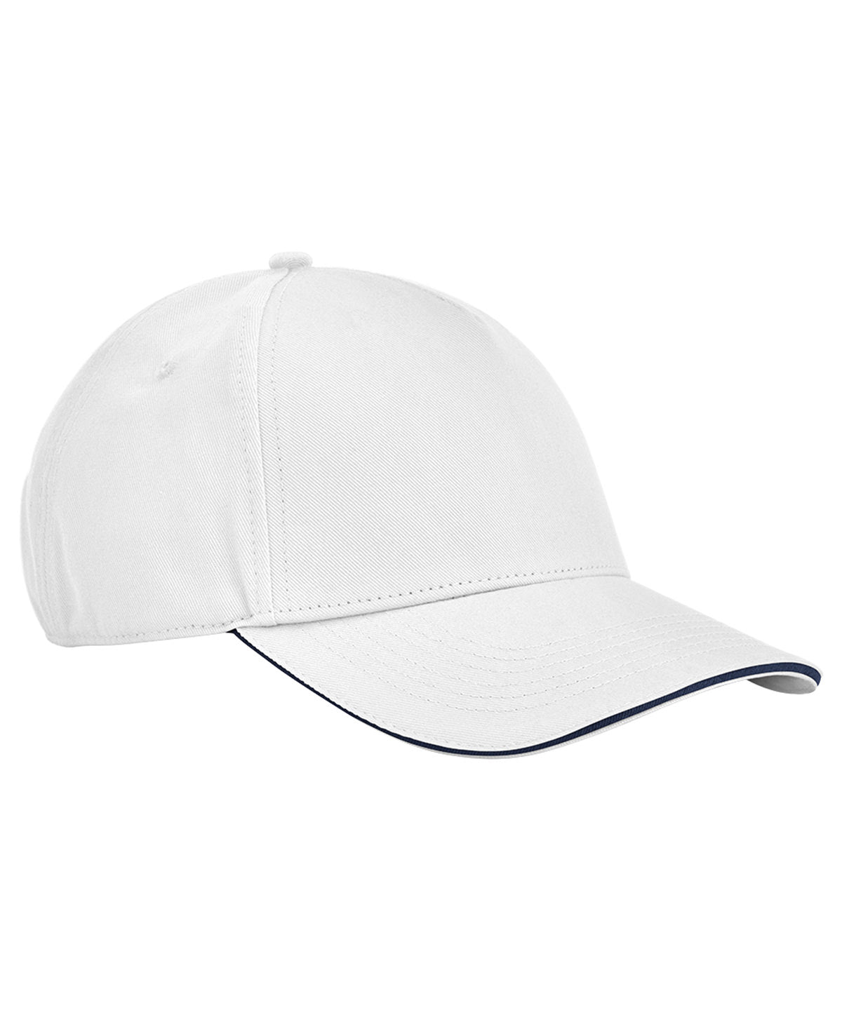 Tryck din logga på Kepsar från Beechfield - Anpassa EarthAware klassisk 5-panel keps i ekologisk bomull med sandwichskärm i färgen Vit One Size för företag, föreningar och privatpersoner