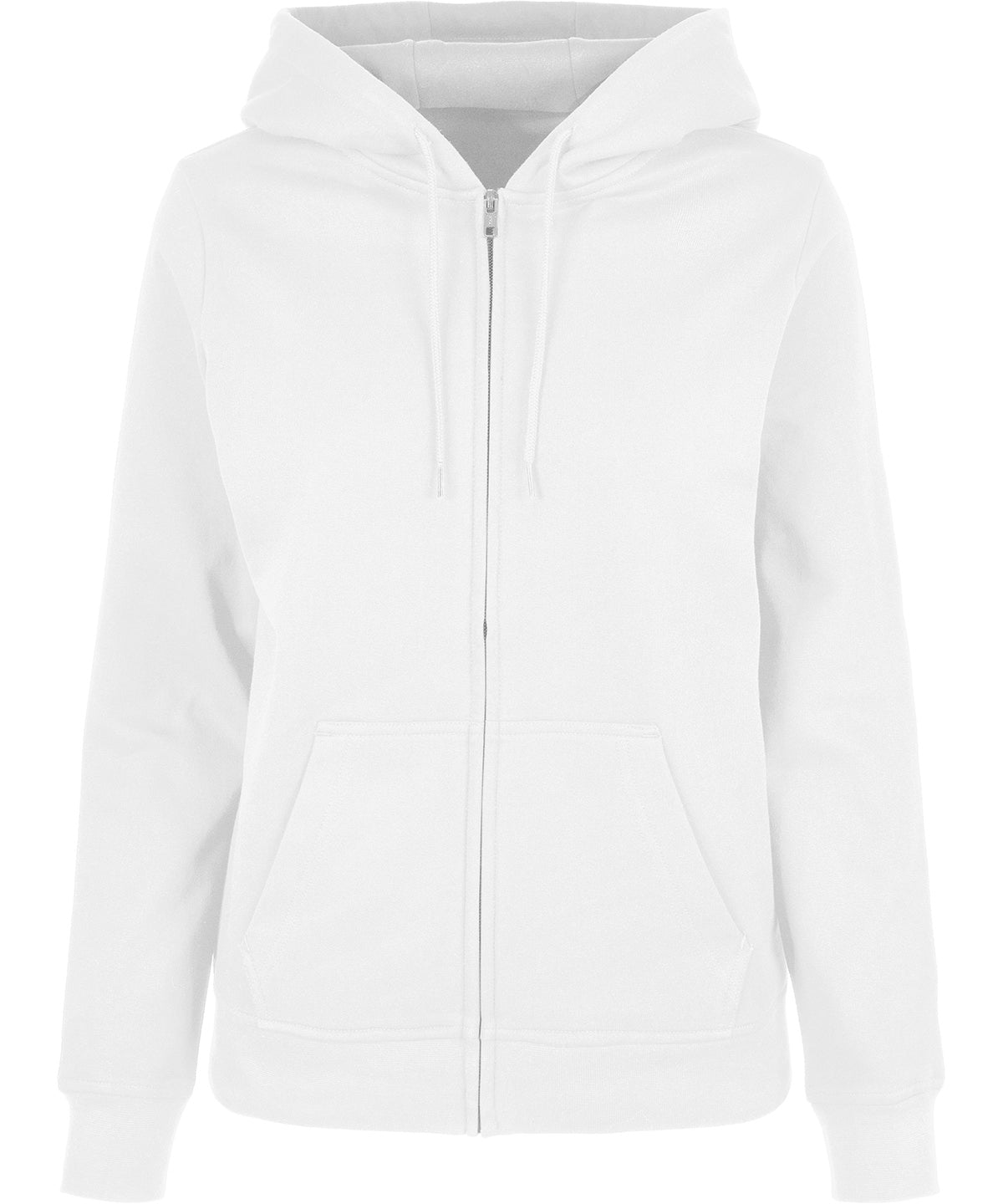 Tryck din logga på Hoodies från Build Your Brand Basic - Anpassa Build Your Brand Basic - Zip Dam Hoodie i färgen Vit för företag, föreningar och privatpersoner