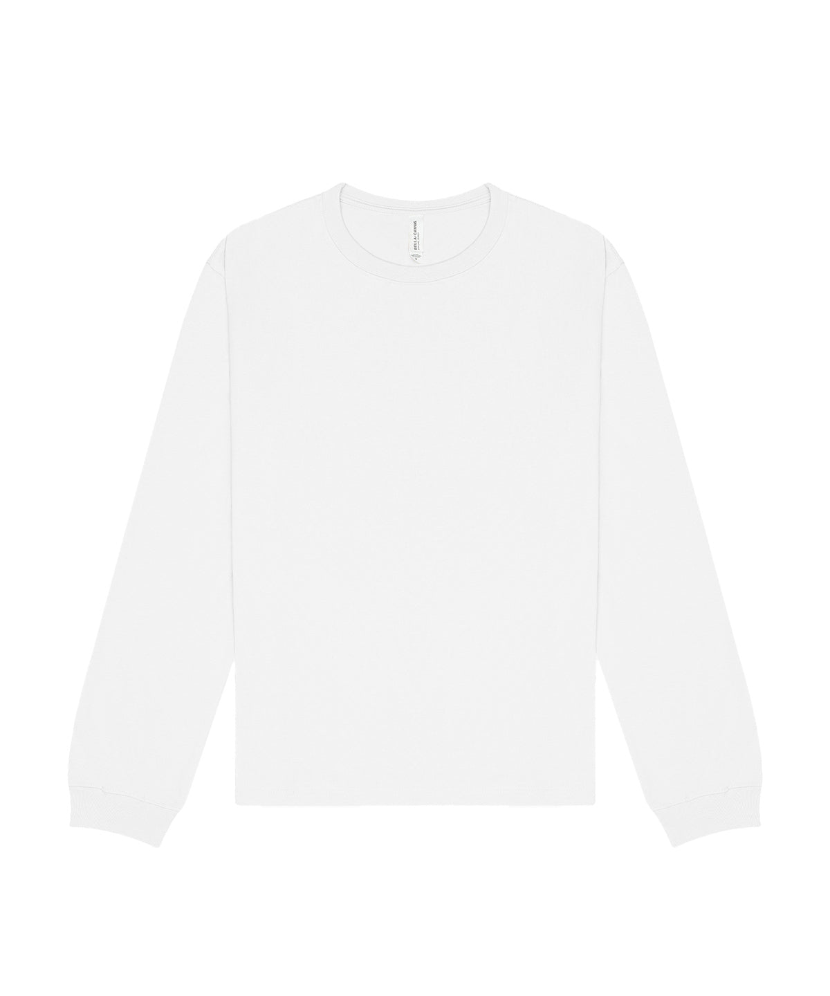 Tryck din logga på T-shirts från Bella Canvas - Anpassa Unisex Heavy Long Sleeve Tee i färgen Vit för företag, föreningar och privatpersoner