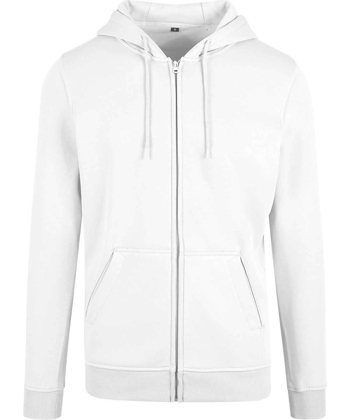 Tryck din logga på Hoodies från Build Your Brand - Anpassa Build Your Brand - Kraftig Hoodie med Dragkedja i färgen Vit för företag, föreningar och privatpersoner