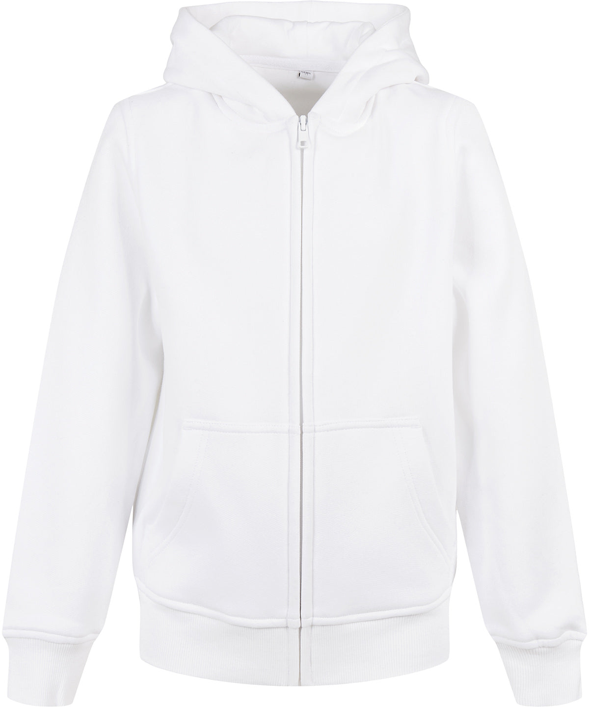 Tryck din logga på Hoodies från Build Your Brand - Anpassa Build Your Brand - Ekologisk Hoodie med Zip för Barn i färgen Vit för företag, föreningar och privatpersoner