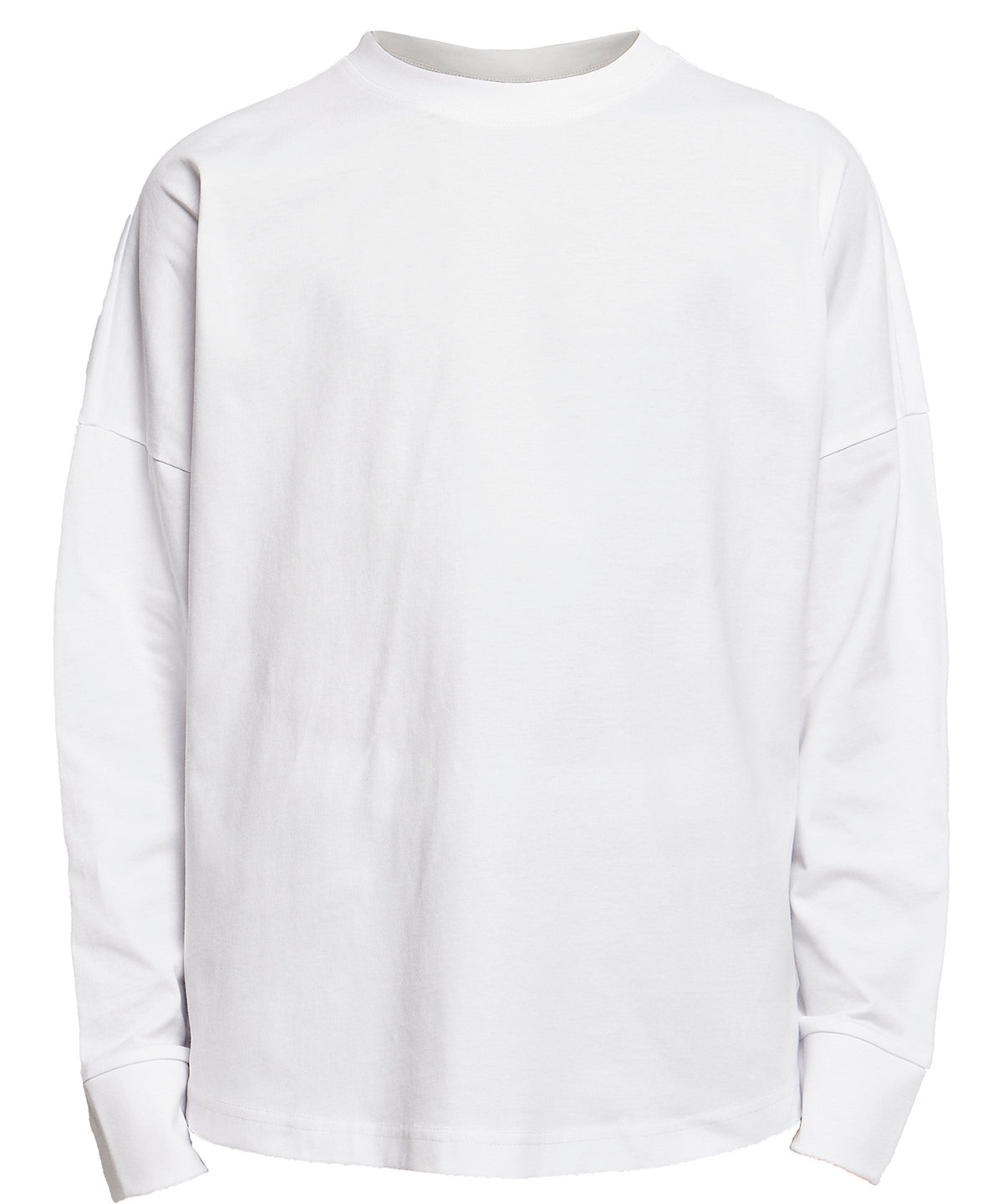 Tryck din logga på Sweatshirts från Build Your Brand - Anpassa Build Your Brand - Oversized Långärmad Tröja i färgen Vit för företag, föreningar och privatpersoner