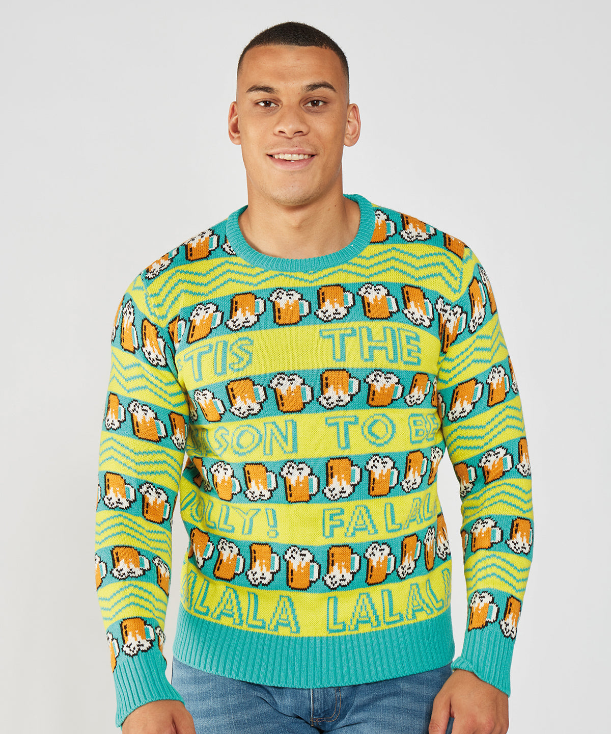 Tryck din logga på Stickade tröjor från The Christmas Shop - Anpassa Unisex tröja med högt ljud i färgen för företag, föreningar och privatpersoner