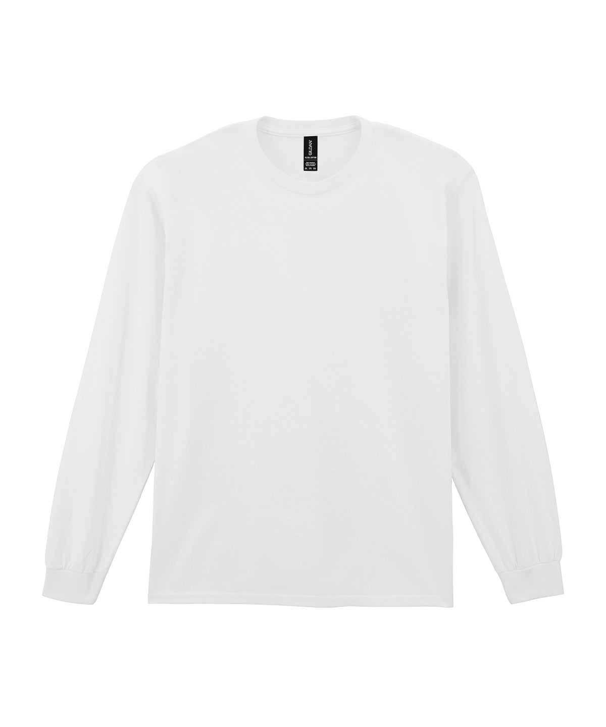 Tryck din logga på T-shirts från Gildan - Anpassa Ultra Cotton™ Long Sleeve T-Shirt - Unisex i färgen Vit för företag, föreningar och privatpersoner
