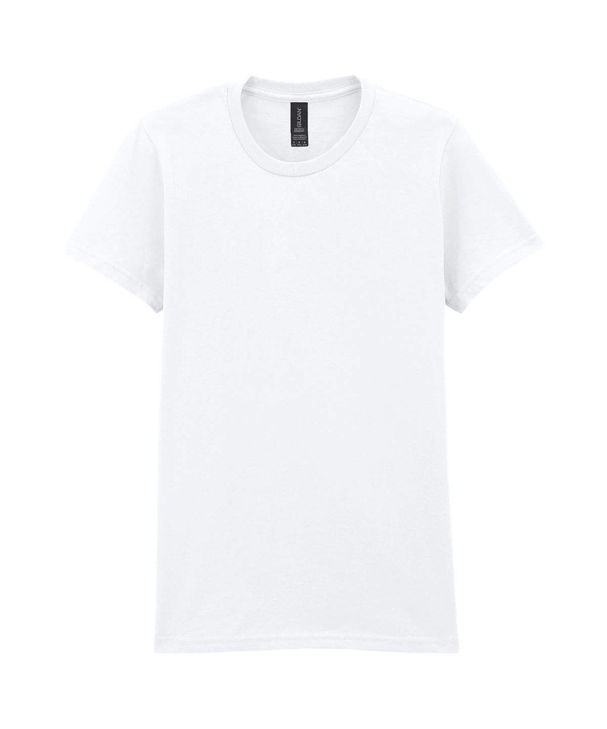 Tryck din logga på T-shirts från Gildan - Anpassa Softstyle Midweight T-Shirt - Dam i färgen Vit för företag, föreningar och privatpersoner
