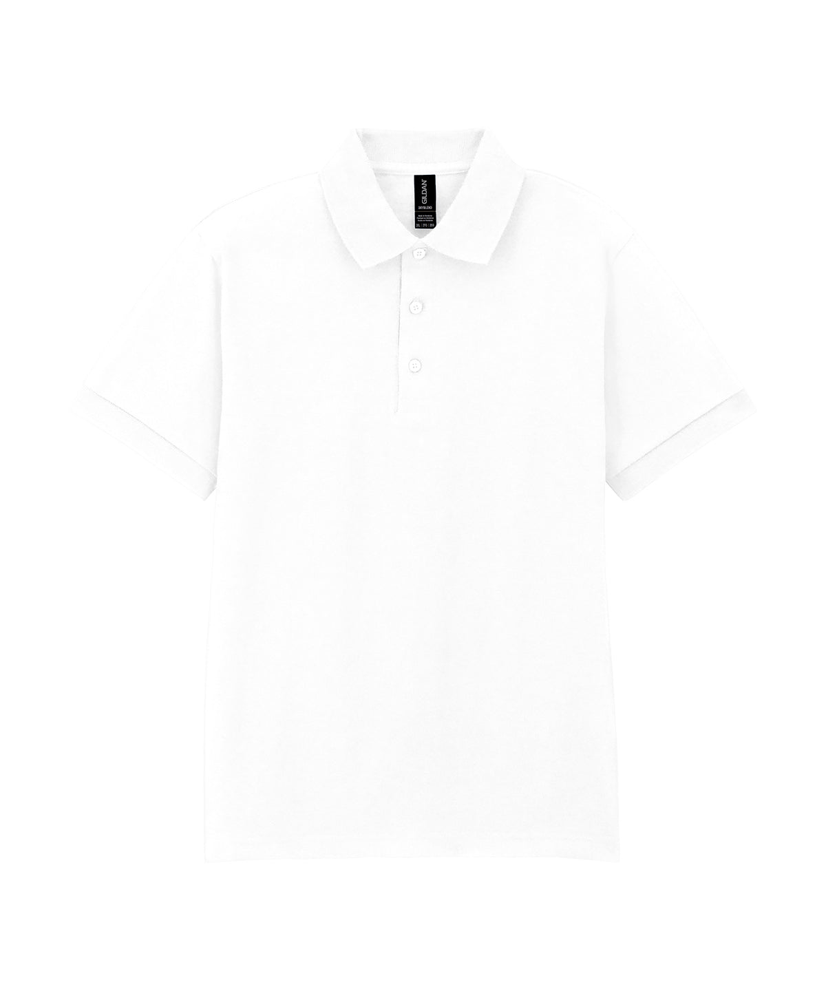 Tryck din logga på Piké från Gildan - Anpassa Gildan - Stickad Piké I DryBlend Jersey i färgen Vit för företag, föreningar och privatpersoner