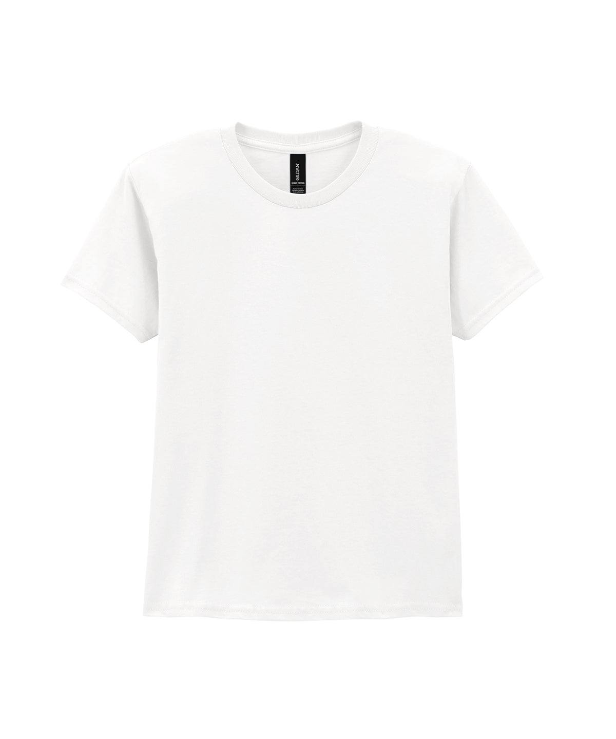 Tryck din logga på T-shirts från Gildan - Anpassa Heavy Cotton T-Shirt - Barn i färgen Vit för företag, föreningar och privatpersoner