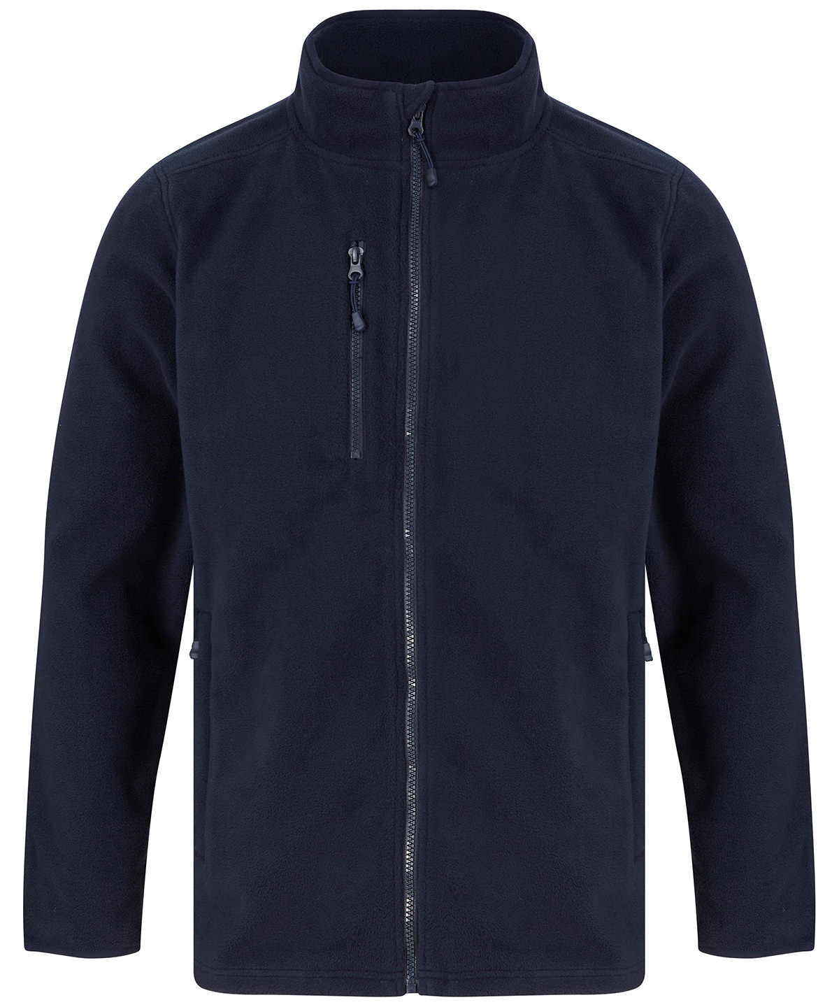 Tryck din logga på Fleece från Henbury - Anpassa Jacka i mikrofleece av återvunnen polyester i färgen Marinblå för företag, föreningar och privatpersoner