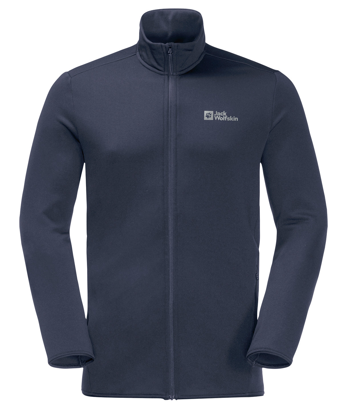Tryck din logga på Fleece från Jack Wolfskin - Anpassa Packbar fleece i färgen Marinblå S för företag, föreningar och privatpersoner