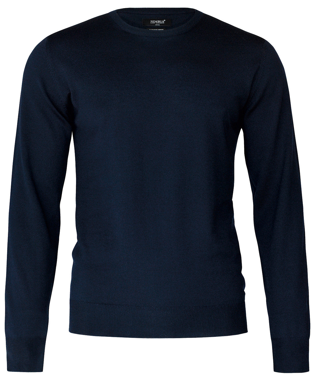 Tryck din logga på Stickade tröjor från Nimbus - Anpassa Beaufort extra fin Cashwool merino stickning i färgen Marinblå för företag, föreningar och privatpersoner