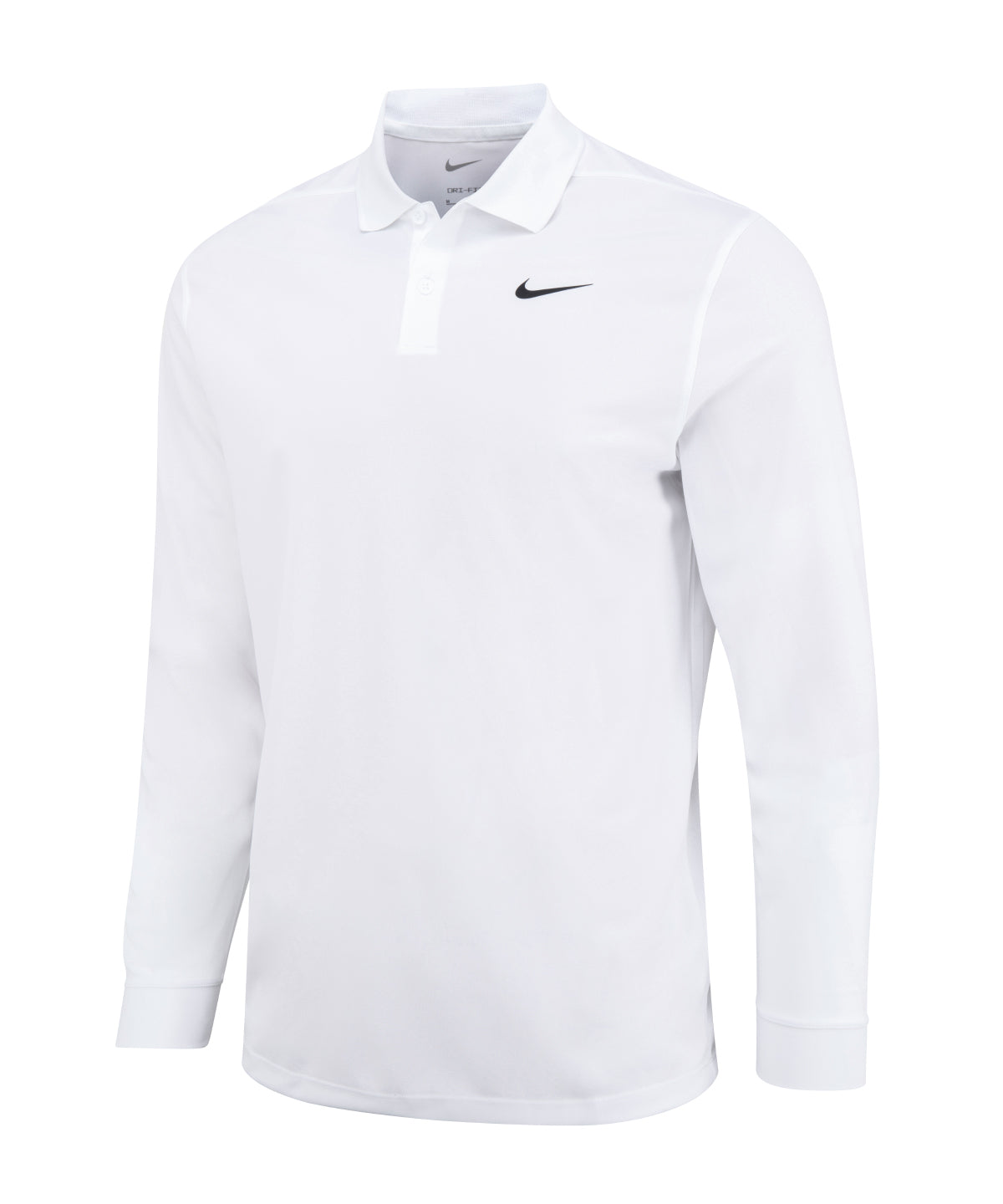 Tryck din logga på Piké från Nike - Anpassa Nike Dri-FIT Victory solid Piké med lång ärm i färgen Vit för företag, föreningar och privatpersoner