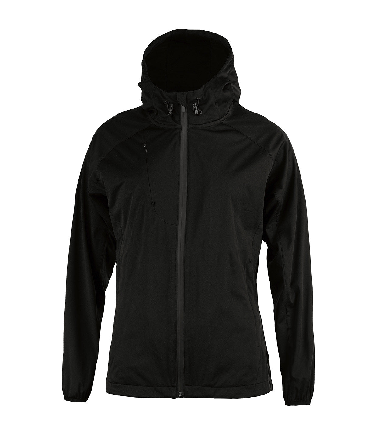 Tryck din logga på Softshelljackor från Nimbus - Anpassa Dam Fargo funktionell softshell med huva i färgen Svart för företag, föreningar och privatpersoner