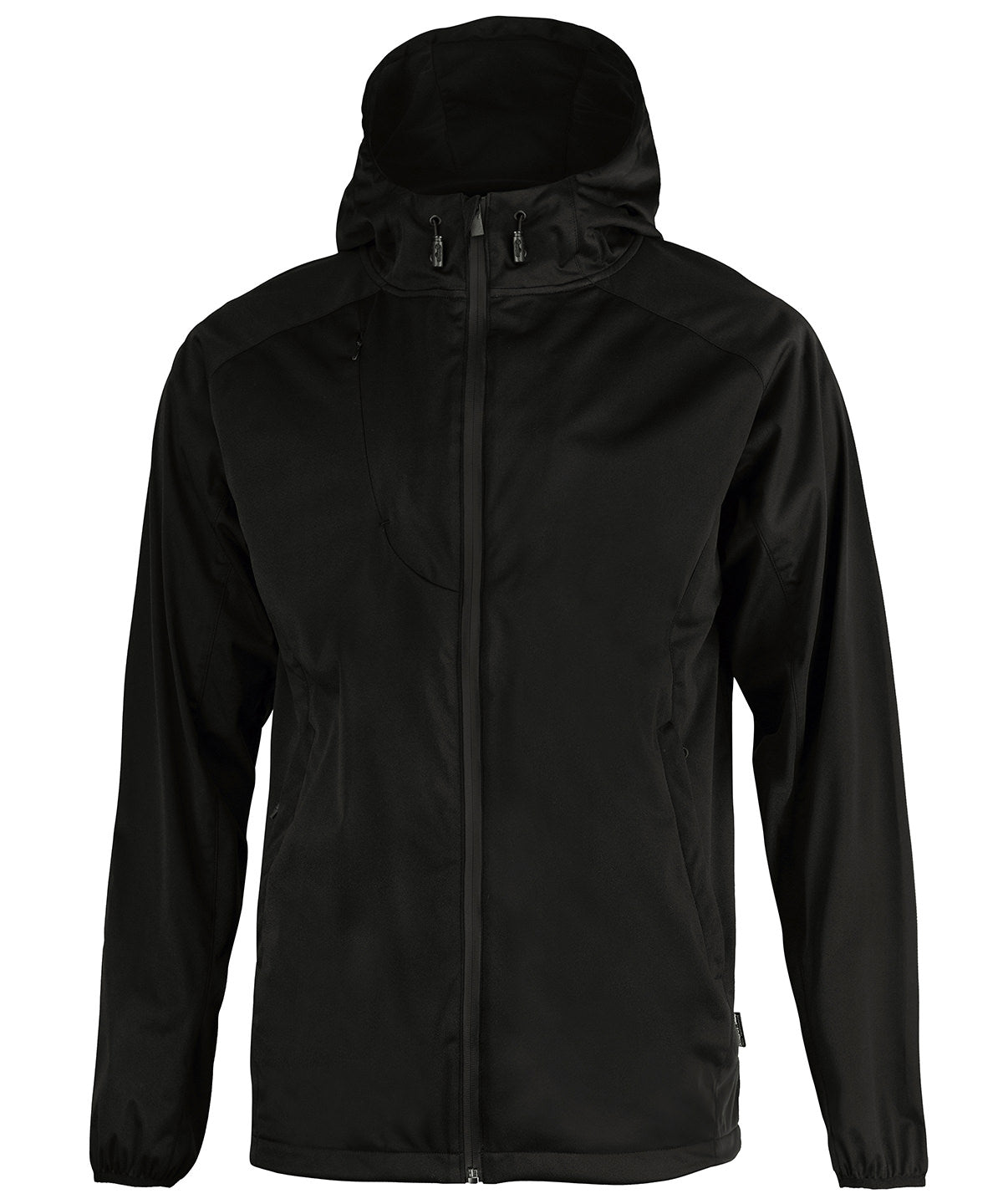 Tryck din logga på Softshelljackor från Nimbus - Anpassa Fargo funktionell softshell med huva i färgen Svart för företag, föreningar och privatpersoner