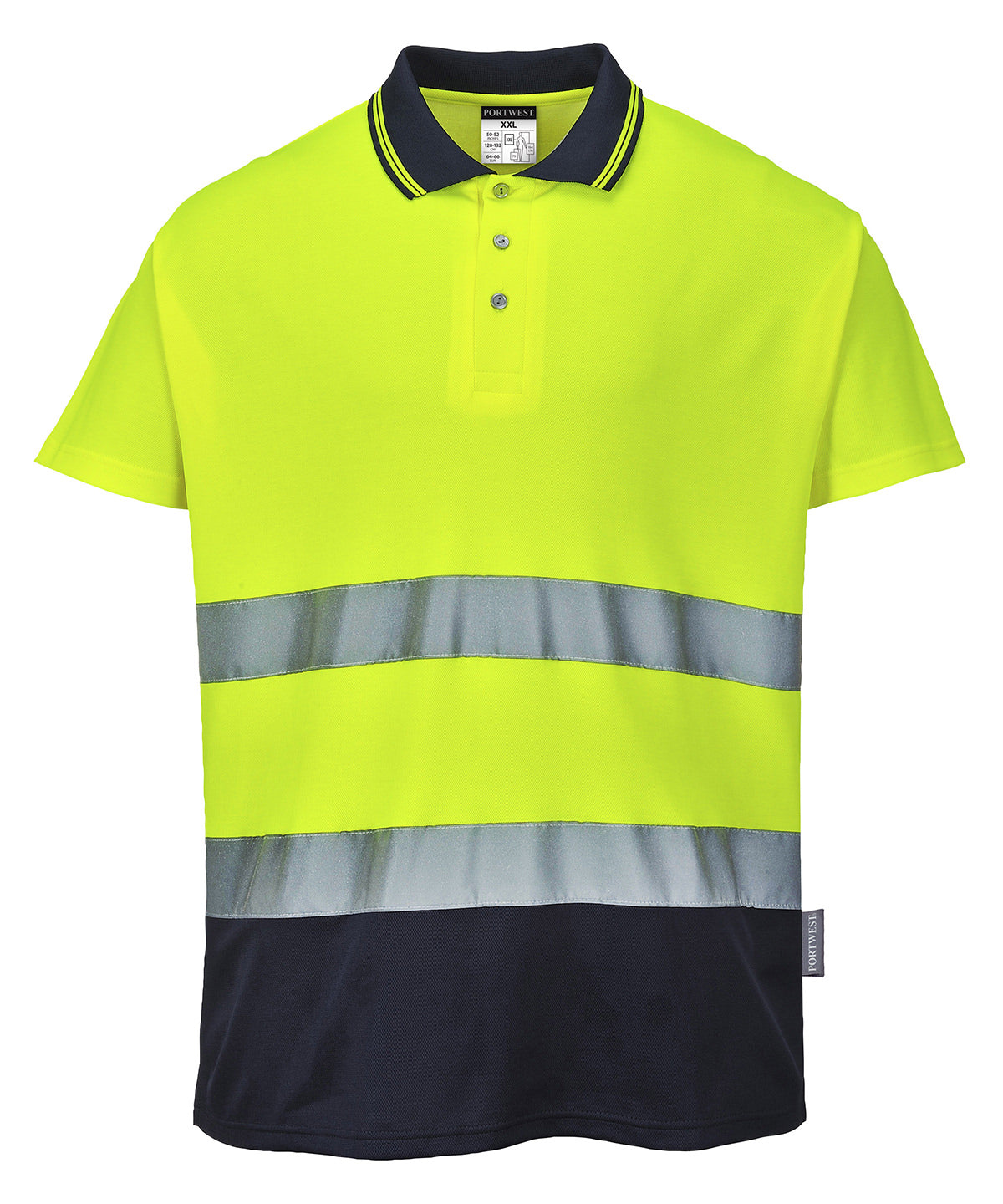 Tryck din logga på Piké från Portwest - Anpassa Two Tone Cotton Comfort Polo i färgen för företag, föreningar och privatpersoner