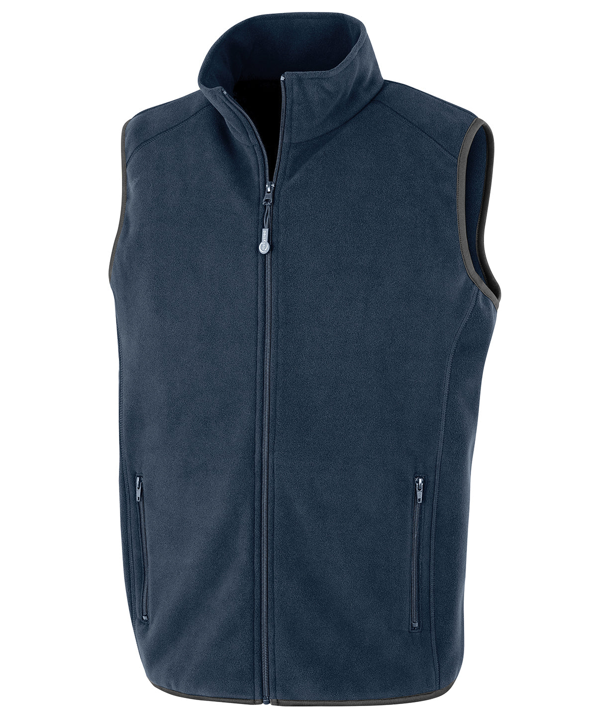 Tryck din logga på Termovästar från Result Genuine Recycled - Anpassa Bodyvärmare i återvunnen fleece Polarthermic i färgen Marinblå för företag, föreningar och privatpersoner
