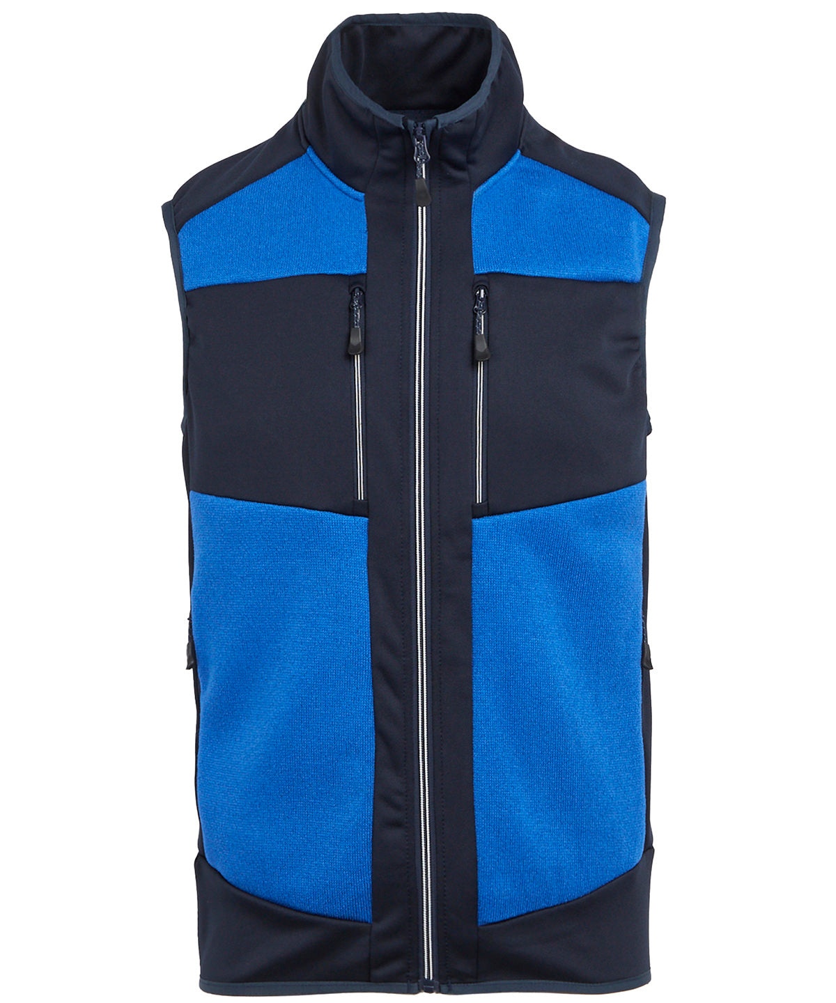 Tryck din logga på Termovästar från Regatta Professional - Anpassa E-Volve unisex bodywarmer med stickad effekt och stretch i färgen Mellanblå för företag, föreningar och privatpersoner