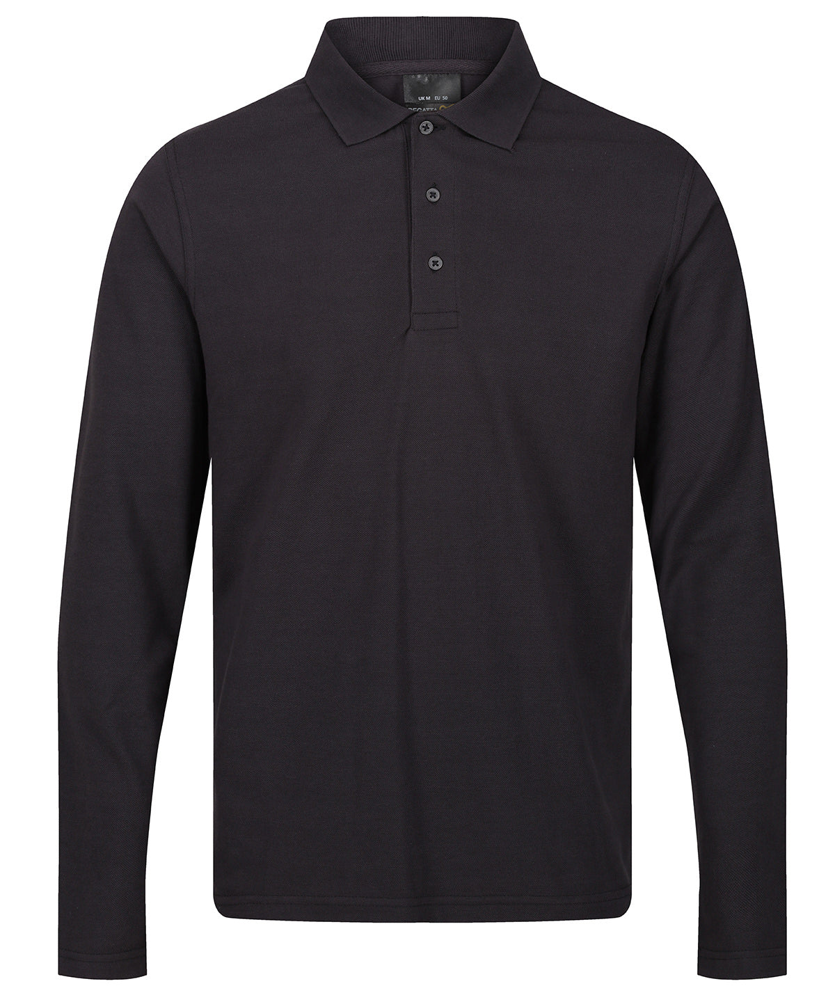 Tryck din logga på Piké från Regatta Professional - Anpassa Pro 65/35 Long Sleeve Polo - Herr i färgen Mörkgrå för företag, föreningar och privatpersoner
