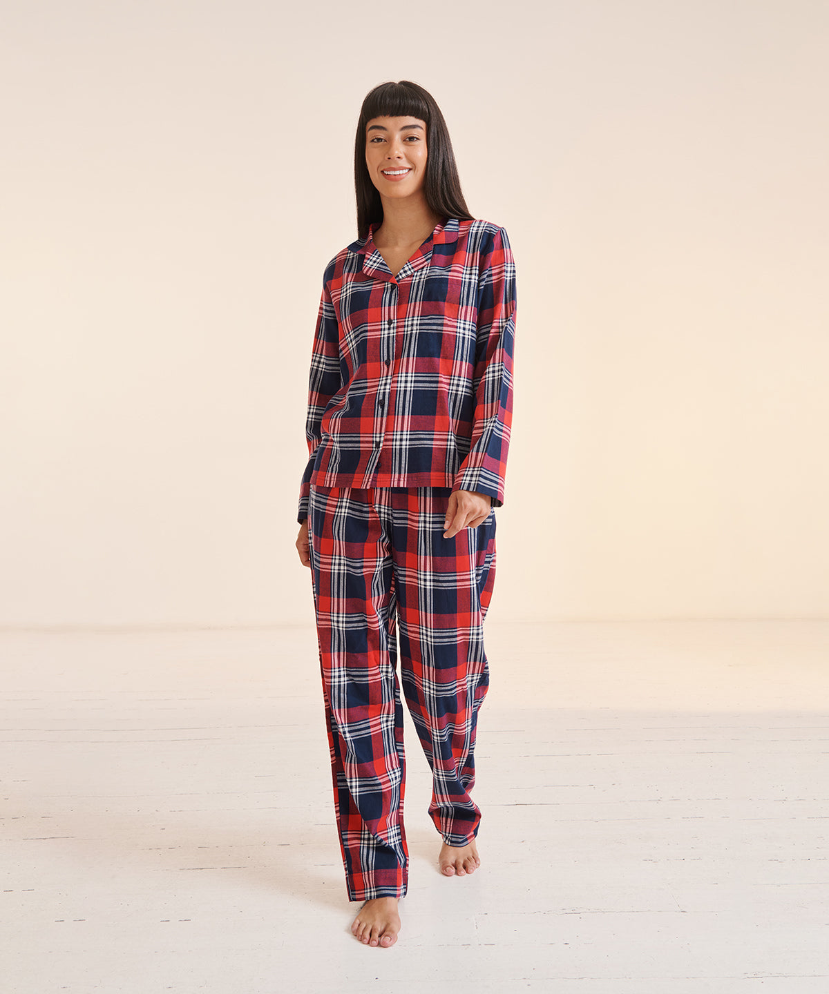 Tryck din logga på Pyjamas från SF - Anpassa Tartan lounge set för damer i färgen för företag, föreningar och privatpersoner