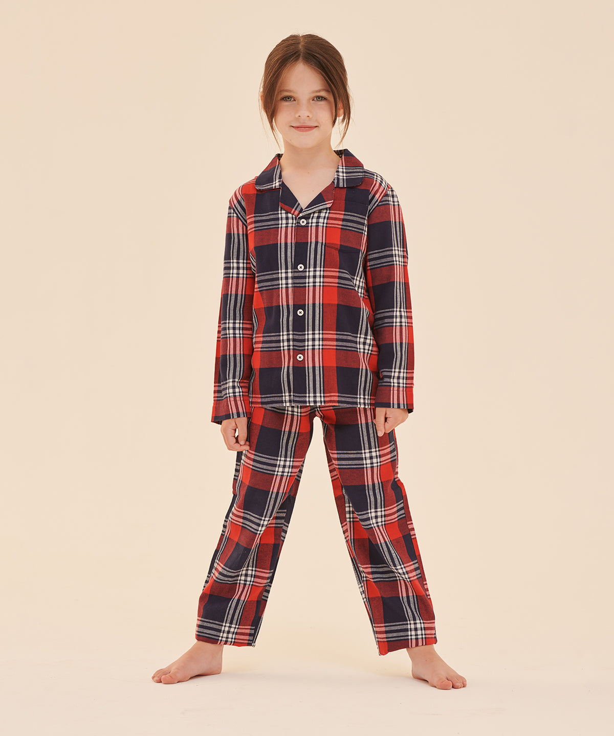 Tryck din logga på Pyjamas från SF - Anpassa Loungeset i tartan för barn i färgen för företag, föreningar och privatpersoner