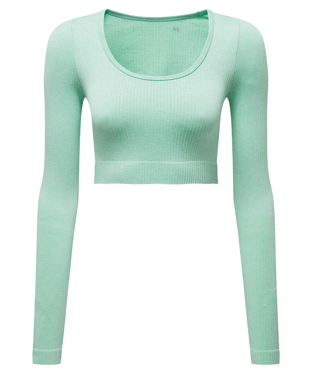 Tryck din logga på T-shirts från TriDri - Anpassa Dam TriDri ribbad sömlös '3D Figursydd' crop top i färgen Mint för företag, föreningar och privatpersoner