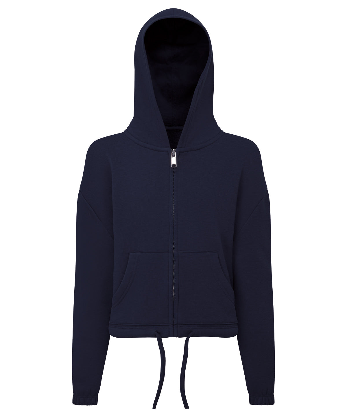 Tryck din logga på Hoodies från TriDri - Anpassa TriDri - Barn återvunnen cropped oversize hoodie med dragkedja i färgen Marinblå för företag, föreningar och privatpersoner