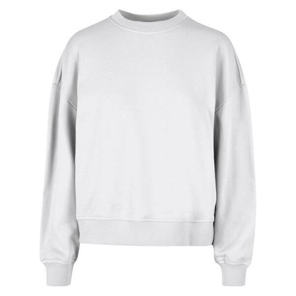 Tryck din logga på från Impala Print Shop - Anpassa BUILD YOUR BRAND Women’s oversized crew neck sweatshirt BY212 i färgen Vitt för företag, föreningar och privatpersoner